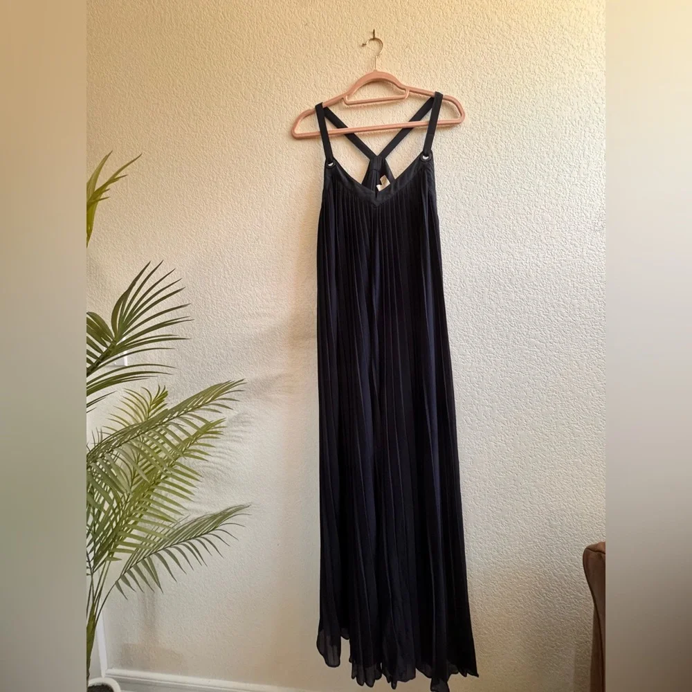 Michael Kors navy pleated maxi dress size small